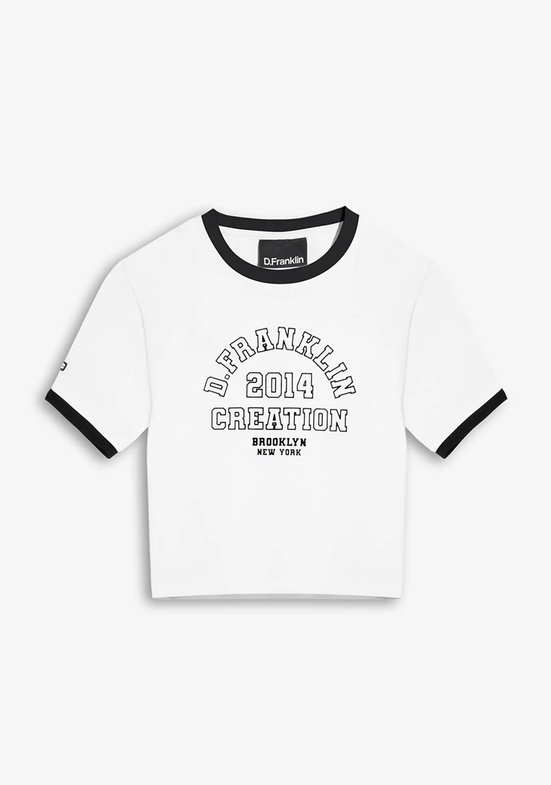 Contrast Ribbed Cropped T-Shirt White