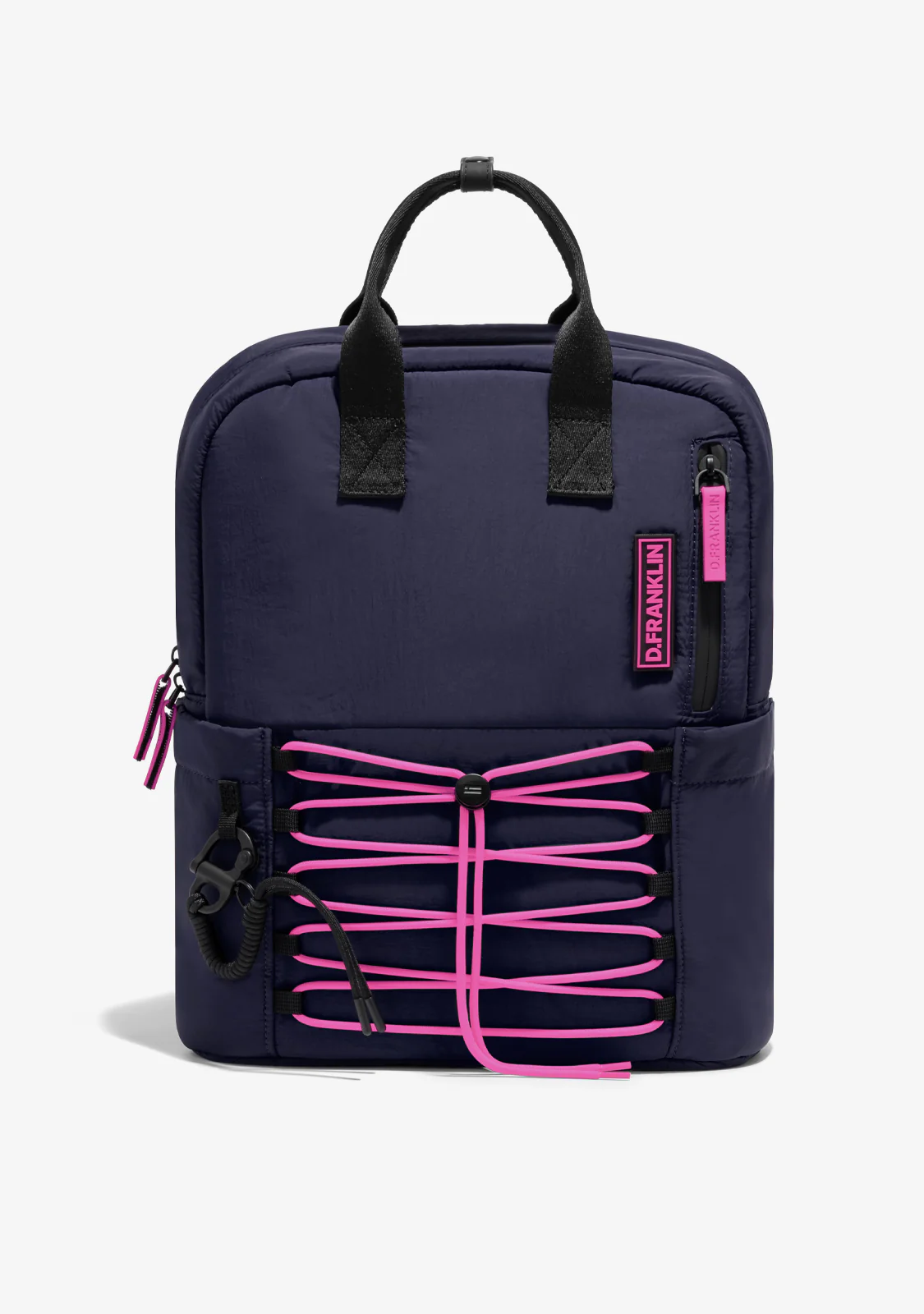 Multi-Pocket Nylon Backpack Navy + Custom Set Fuchsia