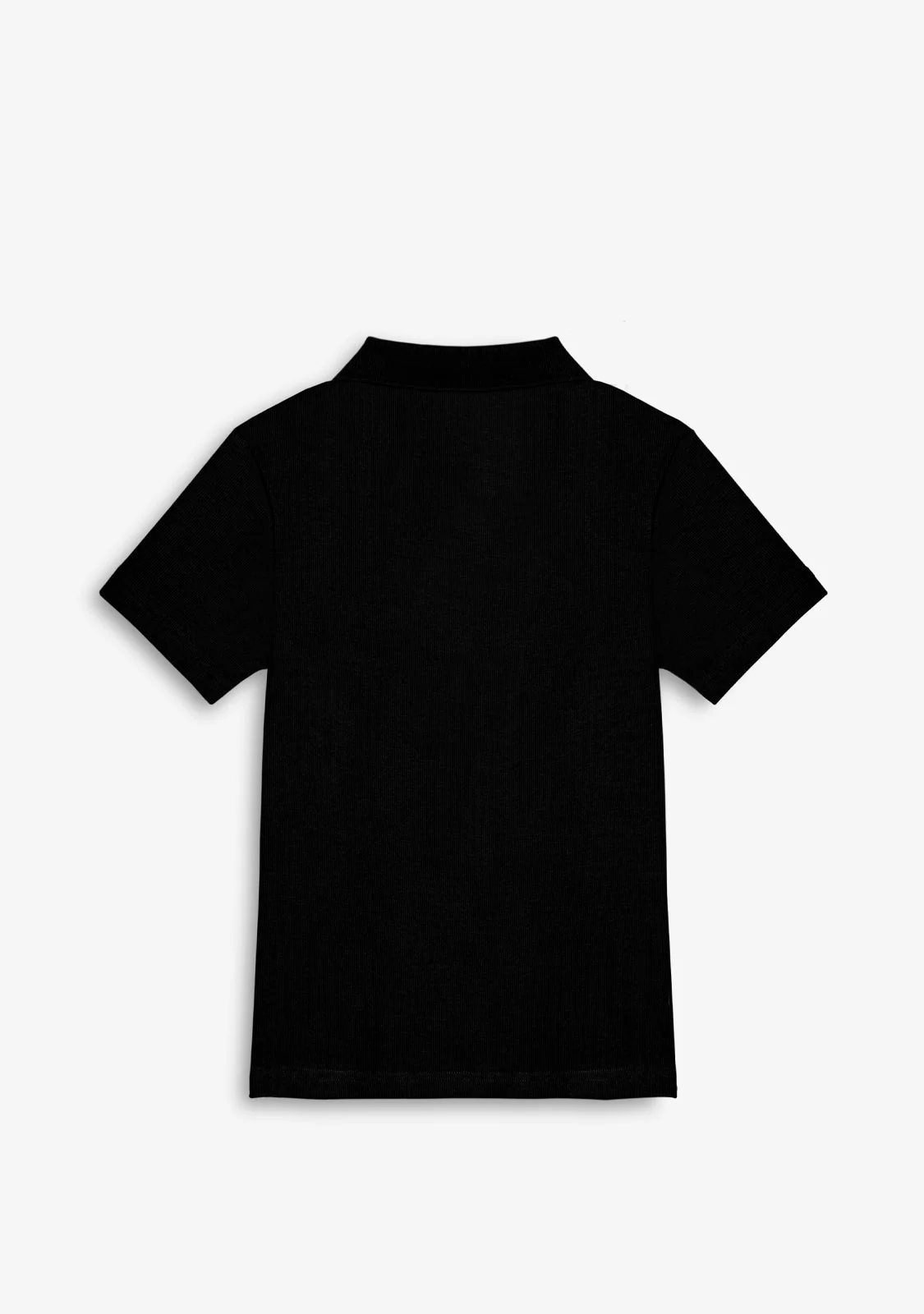 Rib Polo Top Black - Image 3