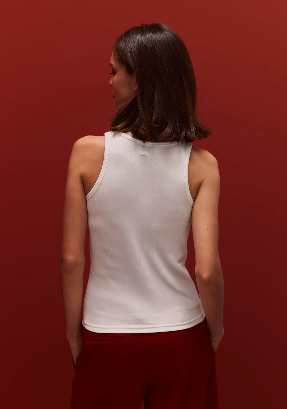 Rib Tank Top Heart White - Image 3