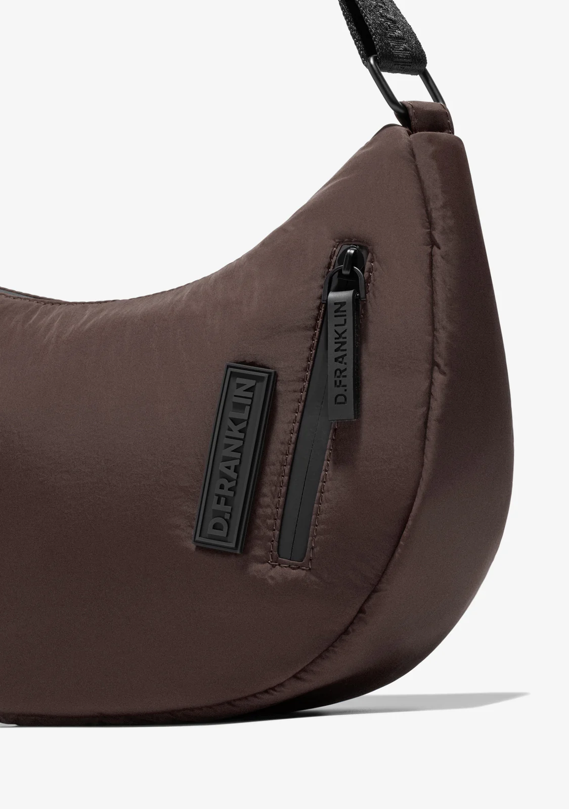 Round Nylon Crossbody Bag Brown - Image 3