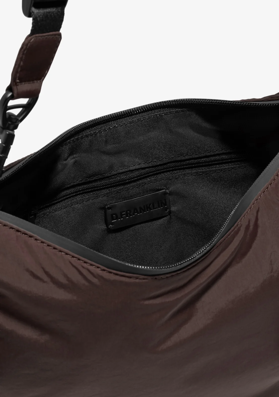 Round Nylon Crossbody Bag Brown - Image 7
