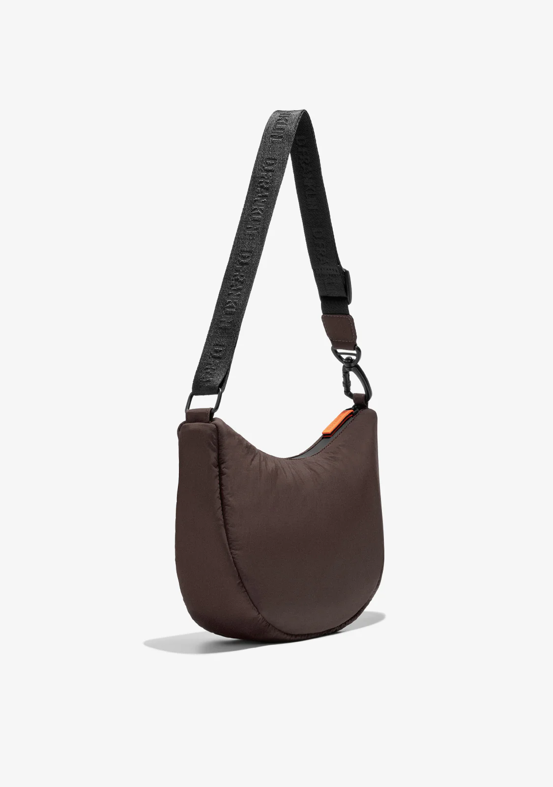 Round Nylon Crossbody Bag Brown + Custom Set Orange - Image 2