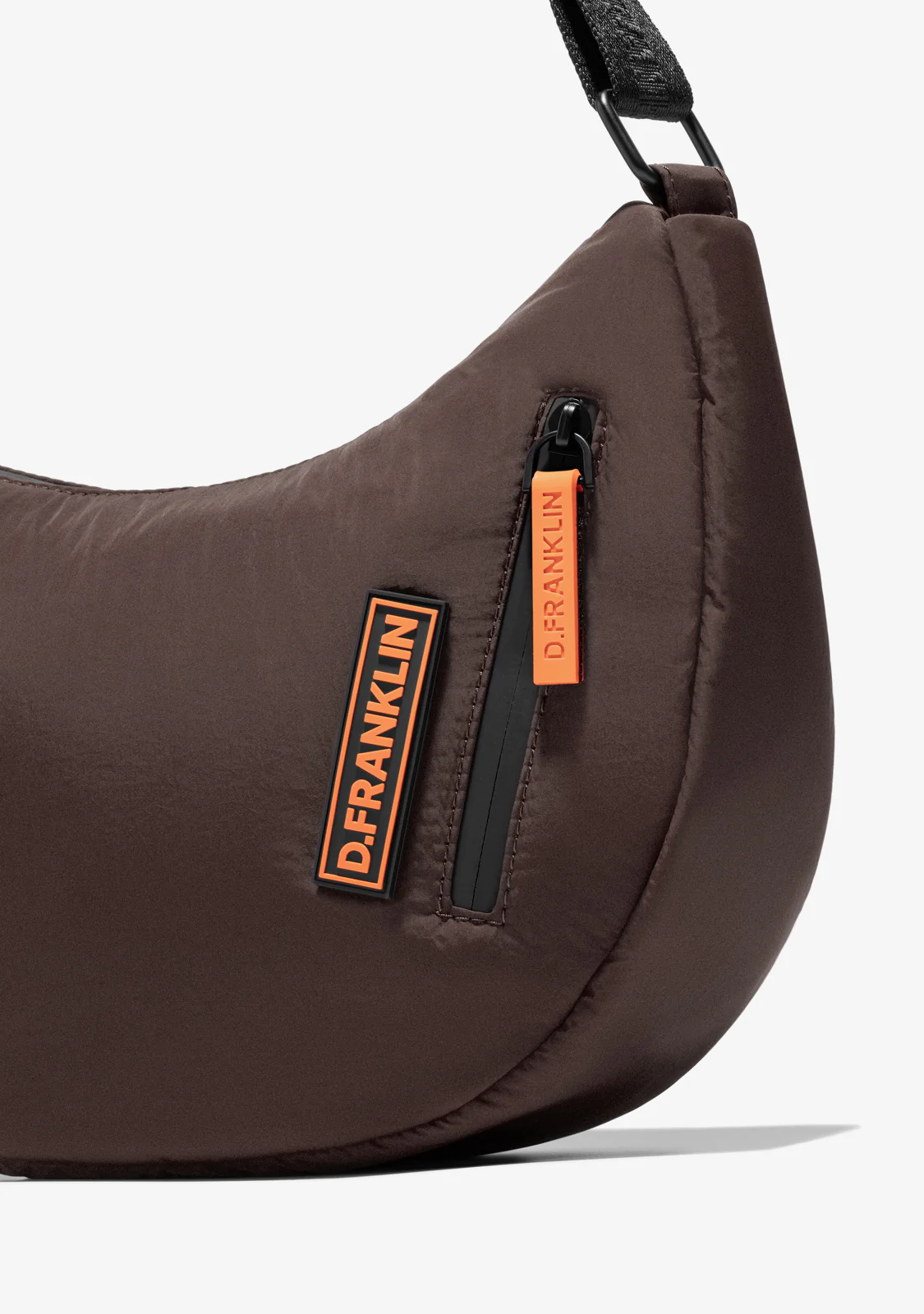 Round Nylon Crossbody Bag Brown + Custom Set Orange - Image 3